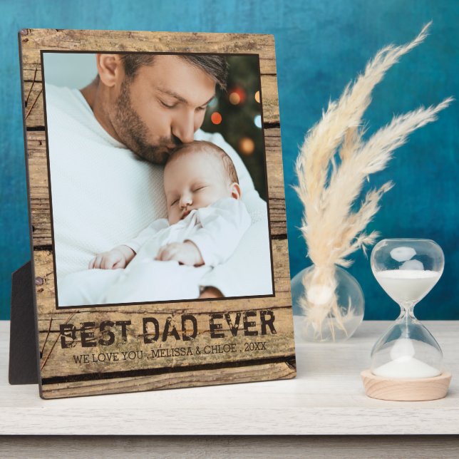 BEST VATER EVRustic Wood Foto Personalisiert Fotoplatte (Seite)