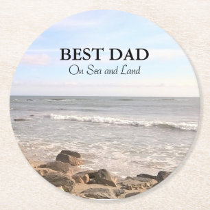 Best Vater Foto Wavy Atlantic Ocean Blue Sky Runder Pappuntersetzer