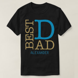 Best Vater Gold Blue Glitzer Name Personalisiert T-Shirt