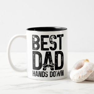 Best Vater Hands Down Vater Joke Mustache Lover Zweifarbige Tasse