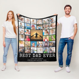 BEST VATER JE 33 Foto Collage Your Text & Color Fleecedecke