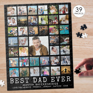 BEST VATER JE Foto Collage Name Schwarz