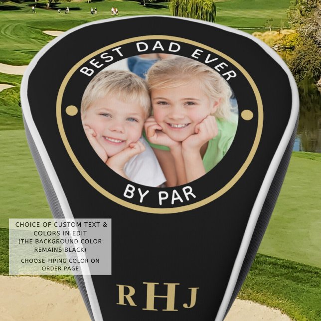 BEST VATER JE NACH PAR Foto Monogram Black Golf Headcover (Von Creator hochgeladen)