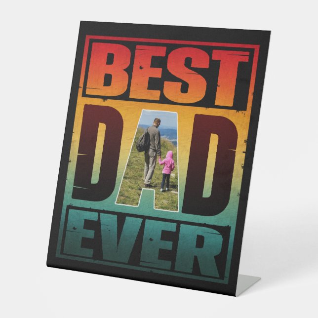 BEST VATER JE VATER TAG PERSONALISIERTES BILD SOCKELSCHILD (Vorderseite)