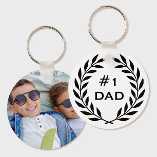 Best Vater Laurel Wreath Custom Foto Black Schlüsselanhänger