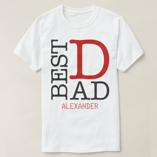 Best Vater Red Black Glitzer Name Personalisiert T-Shirt (Design vorne)