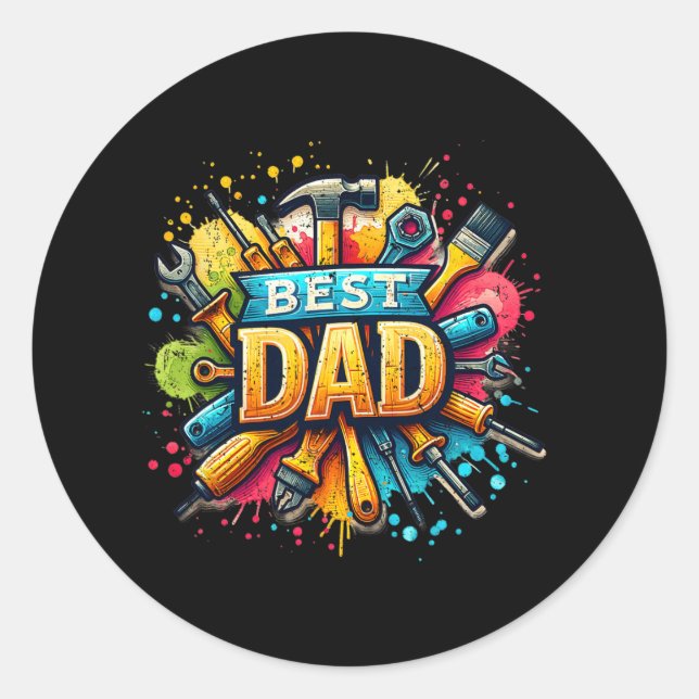 Best Vater Tools Handwerker Vater Daddy Father Vat Runder Aufkleber (Vorderseite)