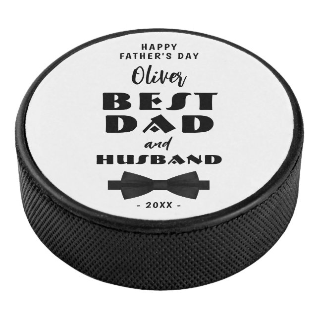 Best Vater und Ehemann Schwarze Krawatte Elegante Eishockey Puck (3/4)