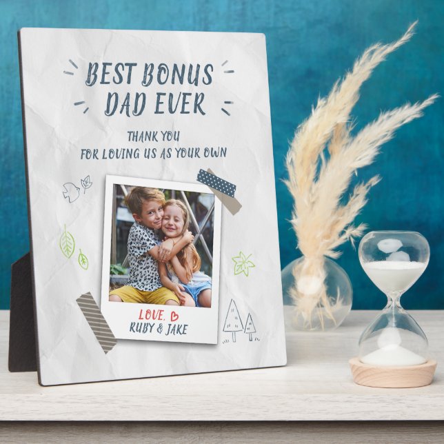 Best Vater Vathers Day Stepdad Custom Foto Fotoplatte (Seite)