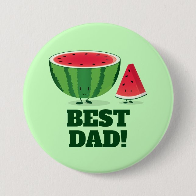 Best Vater Watermelon Frucht Cartoon Button (Vorderseite)
