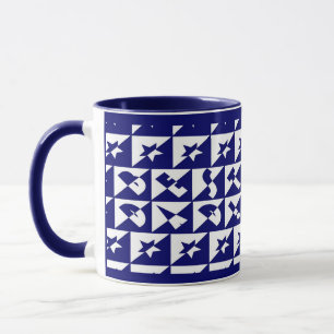 Best Vater Wild Text Pattern & Stars Blau & Weiß Tasse