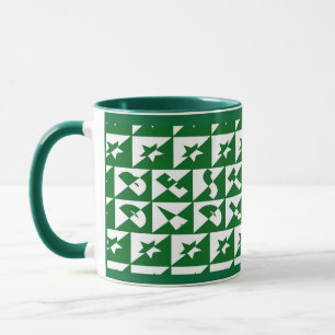 Best Vater Wild Text Pattern & Stars Grün & Weiß Tasse