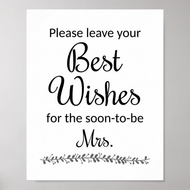 Best Wakes Brautparty Sign - Rochester Poster (Vorne)