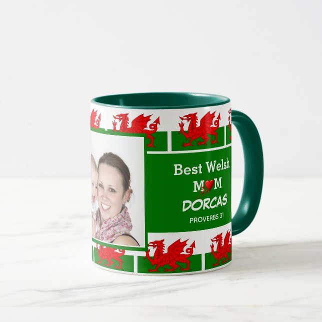 BEST WELSH MUM Custom Wales Flag Foto Tasse (VorderseiteRechts)
