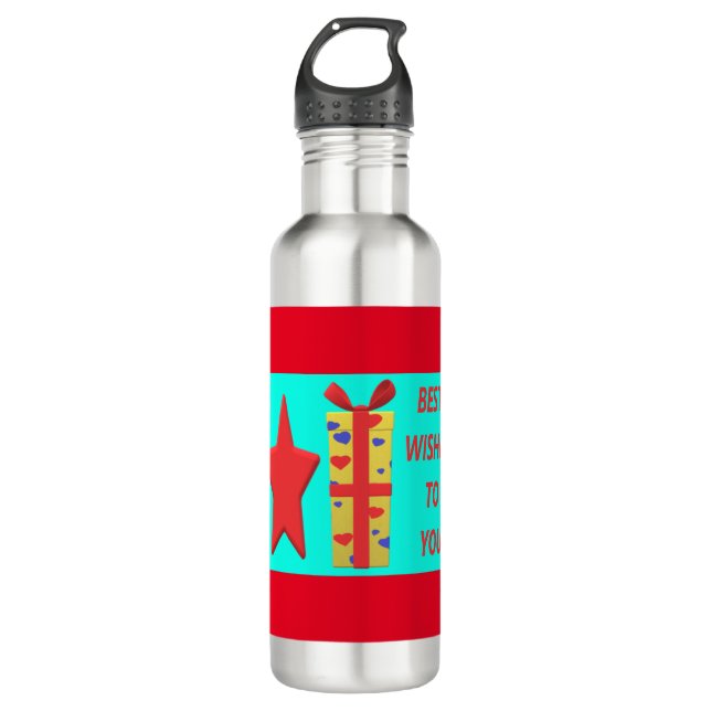 BEST WISHED BOWS GIFTS BONGS EDELSTAHLFLASCHE (Vorderseite)