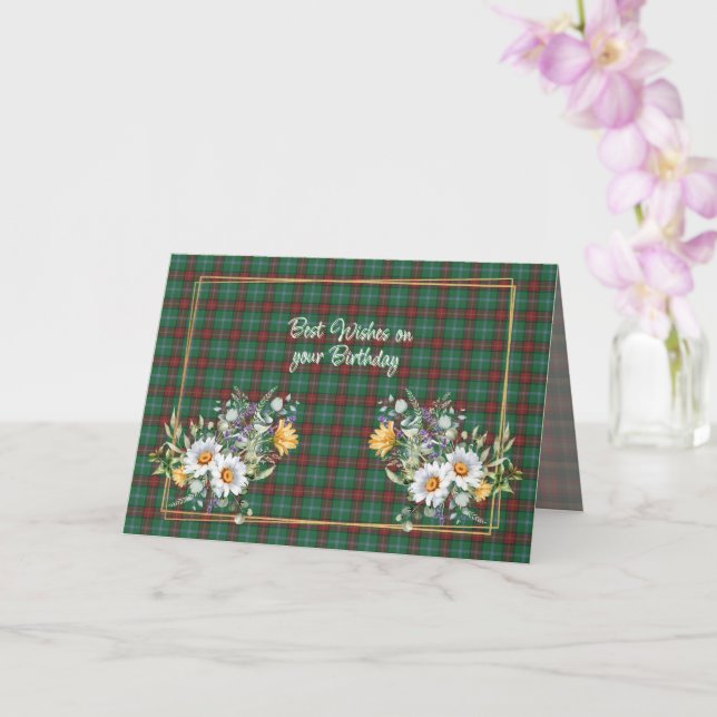 Best Wishes On Birthday Manitoba Provincial Tartan Karte (Orchidee)