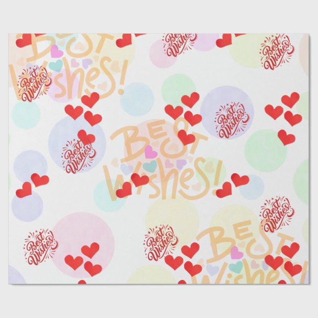Best Wishs Wrapping Paper - Herz und Pastelle Gesc Geschenkpapier (Flach)