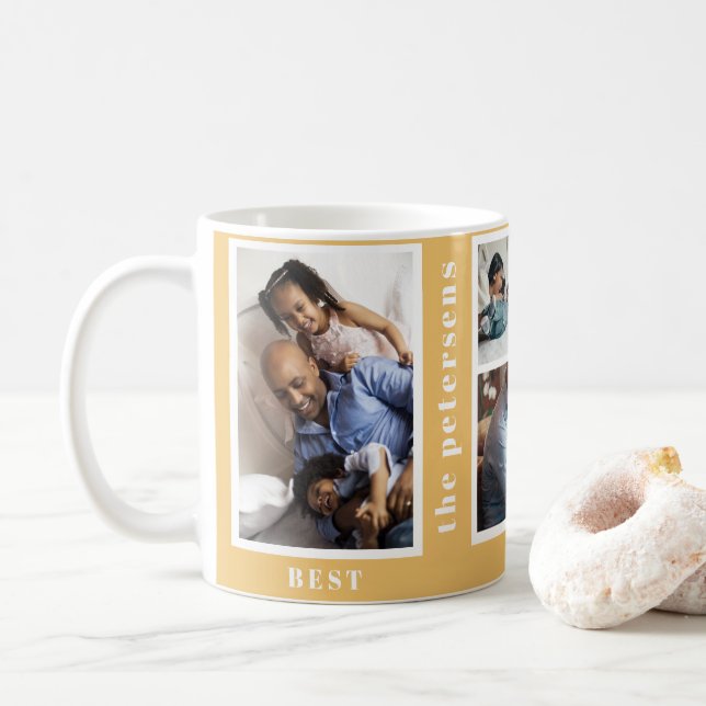 Best Year Ever Foto Collage Orange Kaffeetasse (Mit Donut)