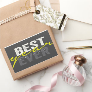 Best Year Ever Handwriting Script Moderner Urlaub Rechteckiger Aufkleber