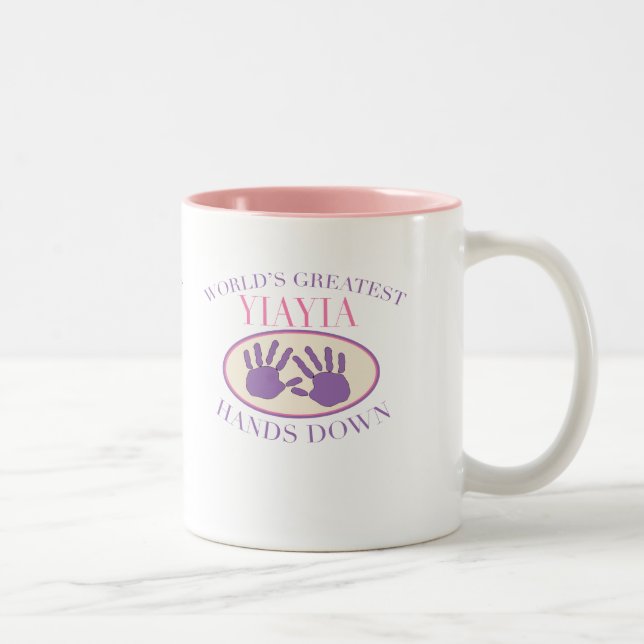 Best YiaYia Hands Down T - Shirt Zweifarbige Tasse (Rechts)