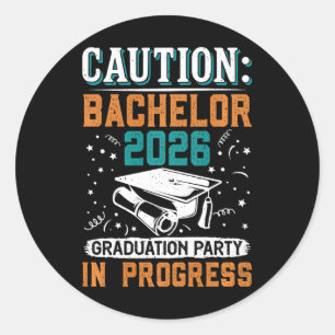 Bestanden Caution Bachelor 2026 Abschlussfeier G Runder Aufkleber