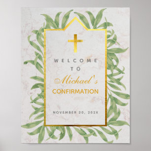 Bestätigung Begrüßung Grünen Imitate Gold Botanisc Poster