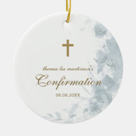 Bestätigung Delikates blaues Wasserfarben Blumenkr Keramik Ornament