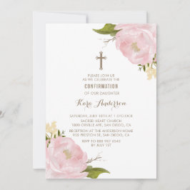 Bestätigung der Aquarellfarben-Rosa-Peonies Einladung