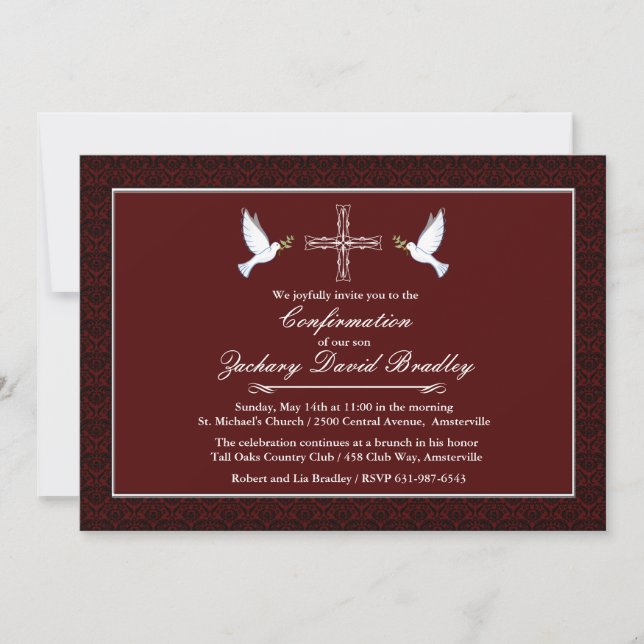 Bestätigung der Einladung zur White Dove (Vorderseite)