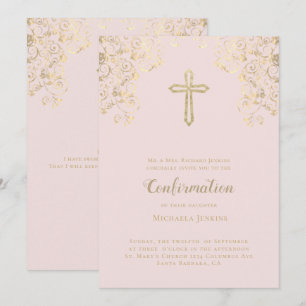 Bestätigung der Elegant Blush Gold Bible Verse Einladung