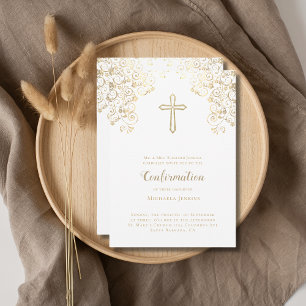 Bestätigung der eleganten White Gold Bible Verse Einladung