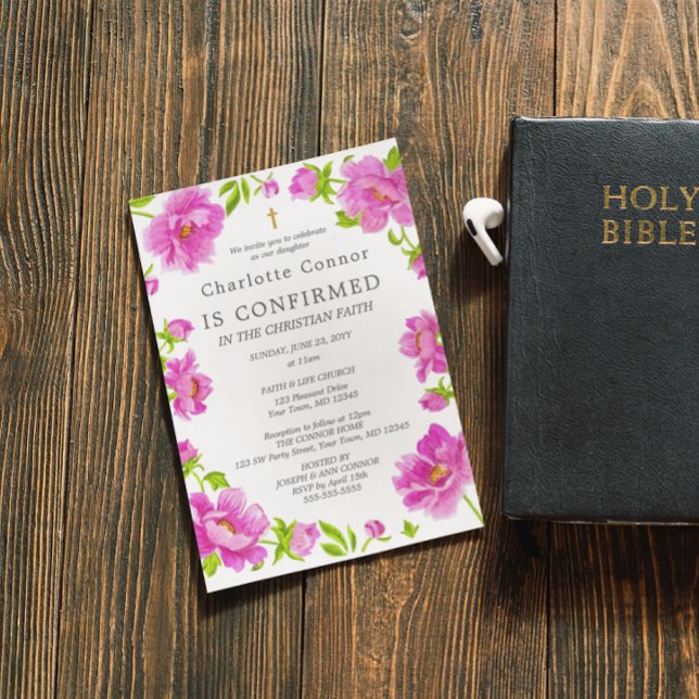 Bestätigung der rosa Peonies Einladung (Von Creator hochgeladen)