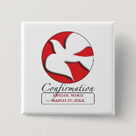 Bestätigung der weißen Taube im roten Kreis Button
