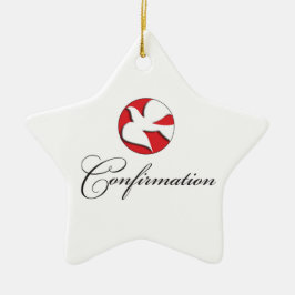Bestätigung der weißen Taube im roten Kreis Keramikornament
