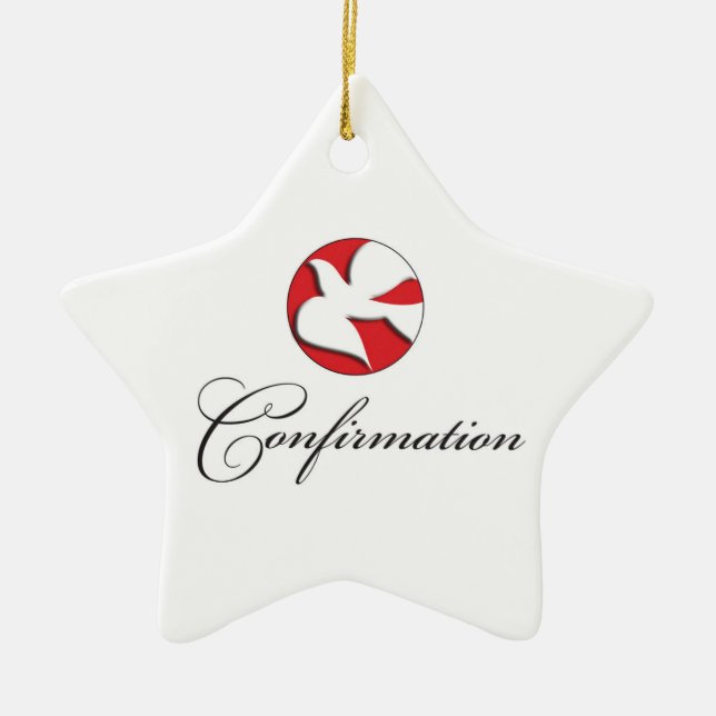 Bestätigung der weißen Taube im roten Kreis Keramikornament (Vorne)