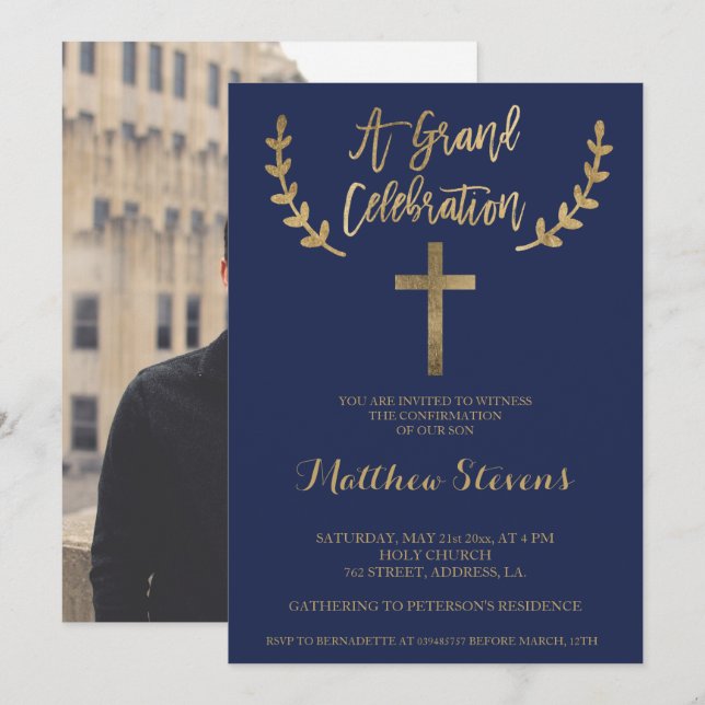 Bestätigung des Fotos der Goldmedaille Einladung (Vorne/Hinten)