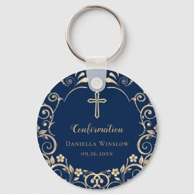Bestätigung des personalisierten Blue-Gold-Cross Schlüsselanhänger (Vorderseite)