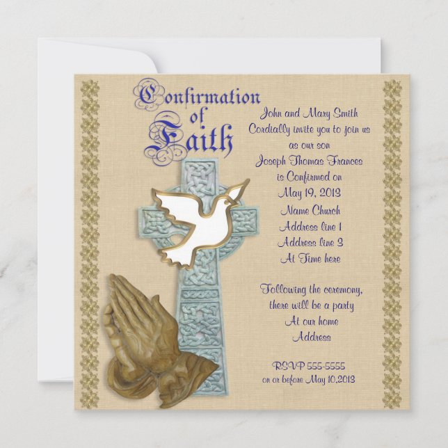 Bestätigung Einladung keltisches Kreuz (Vorderseite)