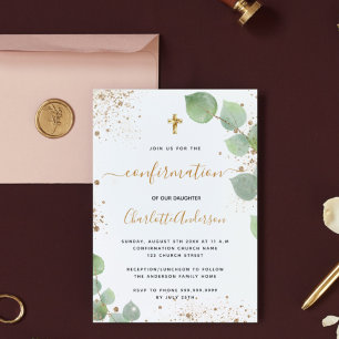 Bestätigung Eukalyptus Glitter Budget Einladung Flyer