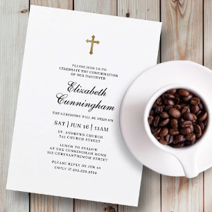 Bestätigung für ihr Minimalistisches Goldkreuz Einladung
