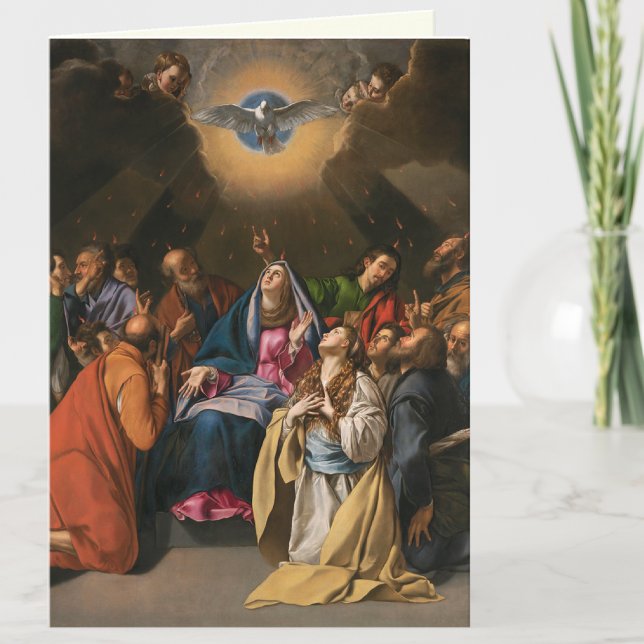 Bestätigung Heiliger Geist Jungfrau Mary Apostles Karte (Sacrament of Confirmation Descent of the Holy Spirit on the Apostles and Blessed Virgin Mary Card)