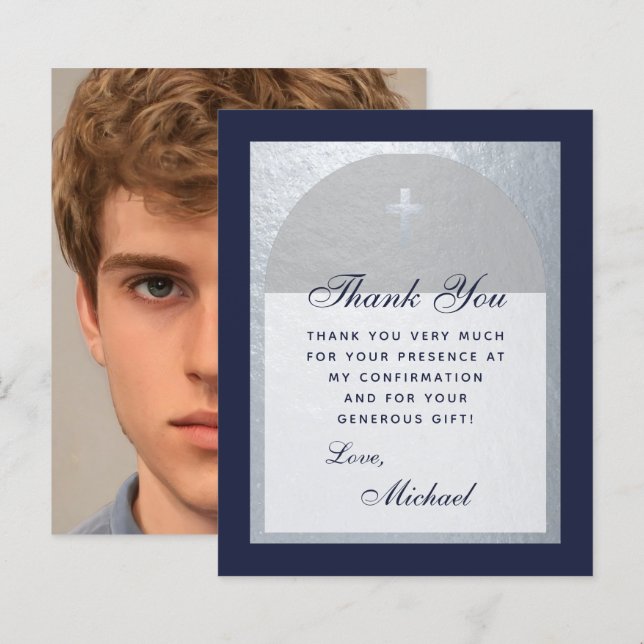 Bestätigung Navy Blue Arch Budget Danke Karte (Vorne/Hinten)