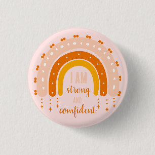 BESTÄTIGUNG QUOTE PINK RETRO STIL RAINBOW BOHO BUTTON