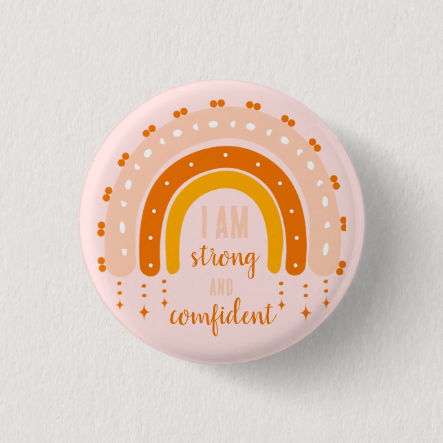 BESTÄTIGUNG QUOTE PINK RETRO STIL RAINBOW BOHO BUTTON (Vorderseite)