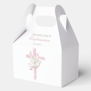 Bestätigung rosa Kreuz Geschenkschachtel