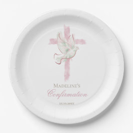 Bestätigung rosa Kreuz Pappteller