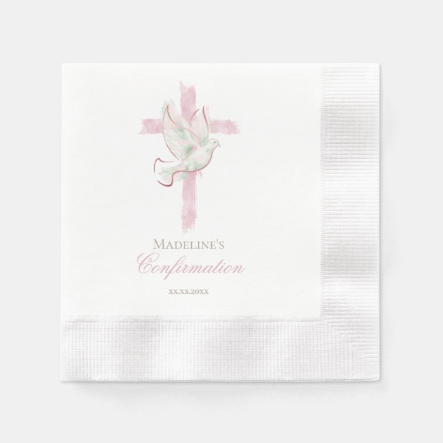 Bestätigung rosa Kreuz Serviette (Vorderseite)