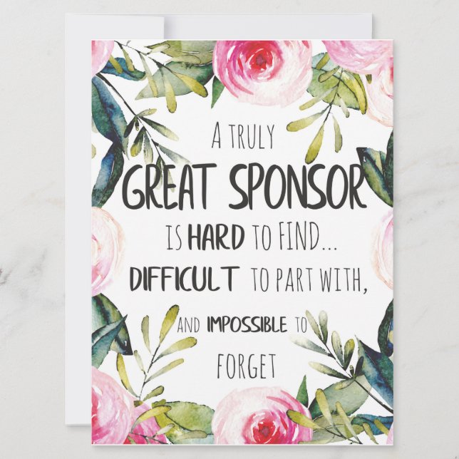 Bestätigung Sponsor Geschenk wirklich Großer Spons Karte (Vorderseite)