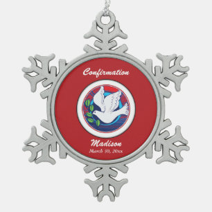Bestätigung, Taubenfarben, Schneeflocke Schneeflocken Zinn-Ornament