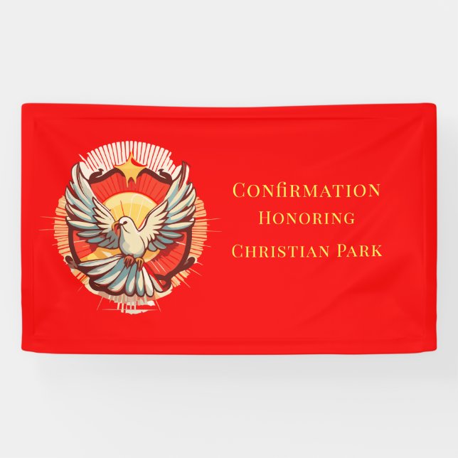 Bestätigung White Dove Red Flamed Custom Banner (Horizontal)